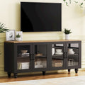 Mobile Porta TV per Televisori Fino a 70 Pollici, Credenza Versatile, Ripiani Regolabili, Ante in Vetro Temperato, Mobile Contenitore con 5 Piedini a Forma di Zucca