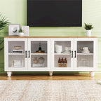 Mobile Porta TV per Televisori Fino a 70 Pollici, Credenza Versatile, Ripiani Regolabili, Ante in Vetro Temperato, Mobile Contenitore con 5 Piedini a Forma di Zucca