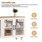 Mobile Porta TV per Televisori Fino a 70 Pollici, Credenza Versatile, Ripiani Regolabili, Ante in Vetro Temperato, Mobile Contenitore con 5 Piedini a Forma di Zucca