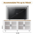 Mobile Porta TV per Televisori Fino a 70 Pollici, Credenza Versatile, Ripiani Regolabili, Ante in Vetro Temperato, Mobile Contenitore con 5 Piedini a Forma di Zucca