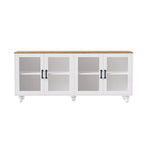 Mobile Porta TV per Televisori Fino a 70 Pollici, Credenza Versatile, Ripiani Regolabili, Ante in Vetro Temperato, Mobile Contenitore con 5 Piedini a Forma di Zucca