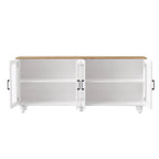 Mobile Porta TV per Televisori Fino a 70 Pollici, Credenza Versatile, Ripiani Regolabili, Ante in Vetro Temperato, Mobile Contenitore con 5 Piedini a Forma di Zucca