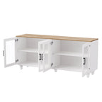 Mobile Porta TV per Televisori Fino a 70 Pollici, Credenza Versatile, Ripiani Regolabili, Ante in Vetro Temperato, Mobile Contenitore con 5 Piedini a Forma di Zucca