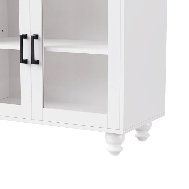 Mobile Porta TV per Televisori Fino a 70 Pollici, Credenza Versatile, Ripiani Regolabili, Ante in Vetro Temperato, Mobile Contenitore con 5 Piedini a Forma di Zucca