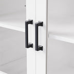 Mobile Porta TV per Televisori Fino a 70 Pollici, Credenza Versatile, Ripiani Regolabili, Ante in Vetro Temperato, Mobile Contenitore con 5 Piedini a Forma di Zucca