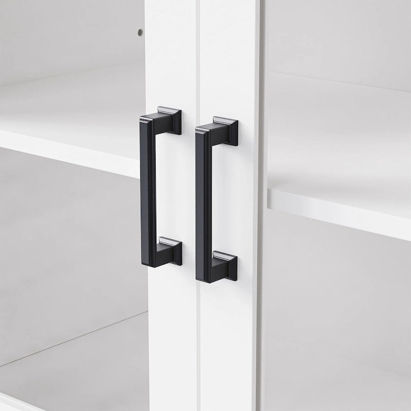 Mobile Porta TV per Televisori Fino a 70 Pollici, Credenza Versatile, Ripiani Regolabili, Ante in Vetro Temperato, Mobile Contenitore con 5 Piedini a Forma di Zucca
