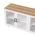 Mobile Porta TV per Televisori Fino a 70 Pollici, Credenza Versatile, Ripiani Regolabili, Ante in Vetro Temperato, Mobile Contenitore con 5 Piedini a Forma di Zucca