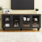 Mobile Porta TV per Televisori Fino a 70 Pollici, Credenza Versatile, Ripiani Regolabili, Ante in Vetro Temperato, Mobile Contenitore con 5 Piedini a Forma di Zucca