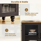Mobile Porta TV per Televisori Fino a 70 Pollici, Credenza Versatile, Ripiani Regolabili, Ante in Vetro Temperato, Mobile Contenitore con 5 Piedini a Forma di Zucca