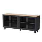 Mobile Porta TV per Televisori Fino a 70 Pollici, Credenza Versatile, Ripiani Regolabili, Ante in Vetro Temperato, Mobile Contenitore con 5 Piedini a Forma di Zucca