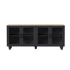 Mobile Porta TV per Televisori Fino a 70 Pollici, Credenza Versatile, Ripiani Regolabili, Ante in Vetro Temperato, Mobile Contenitore con 5 Piedini a Forma di Zucca