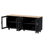 Mobile Porta TV per Televisori Fino a 70 Pollici, Credenza Versatile, Ripiani Regolabili, Ante in Vetro Temperato, Mobile Contenitore con 5 Piedini a Forma di Zucca