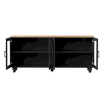 Mobile Porta TV per Televisori Fino a 70 Pollici, Credenza Versatile, Ripiani Regolabili, Ante in Vetro Temperato, Mobile Contenitore con 5 Piedini a Forma di Zucca