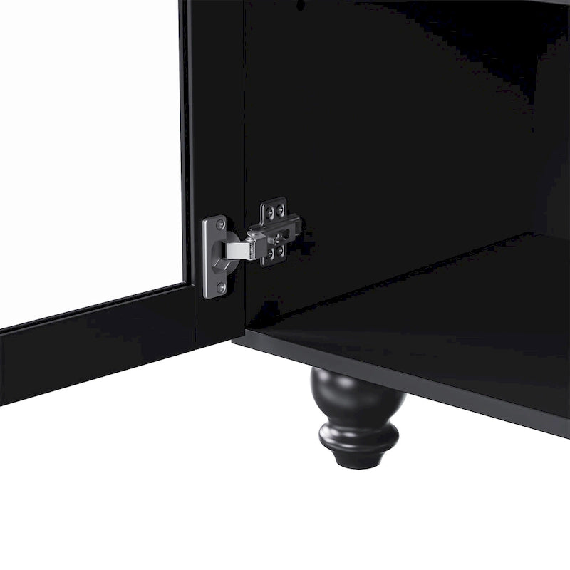 Mobile Porta TV per Televisori Fino a 70 Pollici, Credenza Versatile, Ripiani Regolabili, Ante in Vetro Temperato, Mobile Contenitore con 5 Piedini a Forma di Zucca