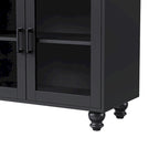 Mobile Porta TV per Televisori Fino a 70 Pollici, Credenza Versatile, Ripiani Regolabili, Ante in Vetro Temperato, Mobile Contenitore con 5 Piedini a Forma di Zucca
