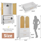 Armadio Guardaroba in Rattan con Cassetto e Asta Appendiabiti - 165H x 80W x 45P