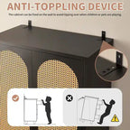 Armadio Guardaroba in Rattan con Cassetto e Asta Appendiabiti - 165H x 80W x 45P