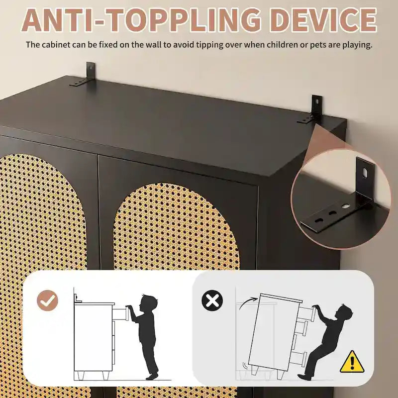 Armadio Guardaroba in Rattan con Cassetto e Asta Appendiabiti - 165H x 80W x 45P