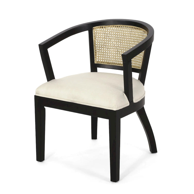 Sedie da pranzo imbottite in rattan e legno di gomma