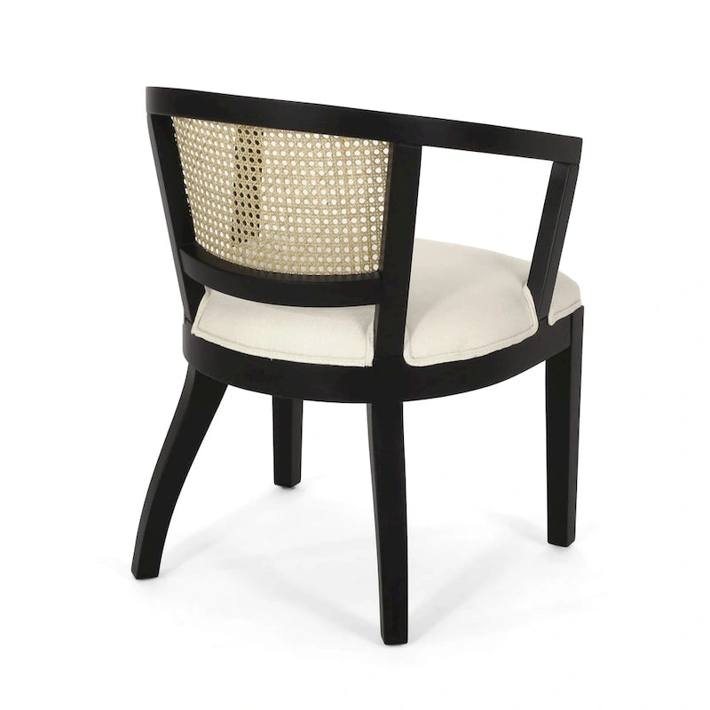 Sedie da pranzo imbottite in rattan e legno di gomma