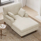 Chaise longue da 103 cm, divano interno oversize con cuscini e braccioli arrotolati, rivestimento in velluto a coste, beige