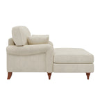 Chaise longue da 103 cm, divano interno oversize con cuscini e braccioli arrotolati, rivestimento in velluto a coste, beige