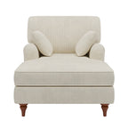 Chaise longue da 103 cm, divano interno oversize con cuscini e braccioli arrotolati, rivestimento in velluto a coste, beige