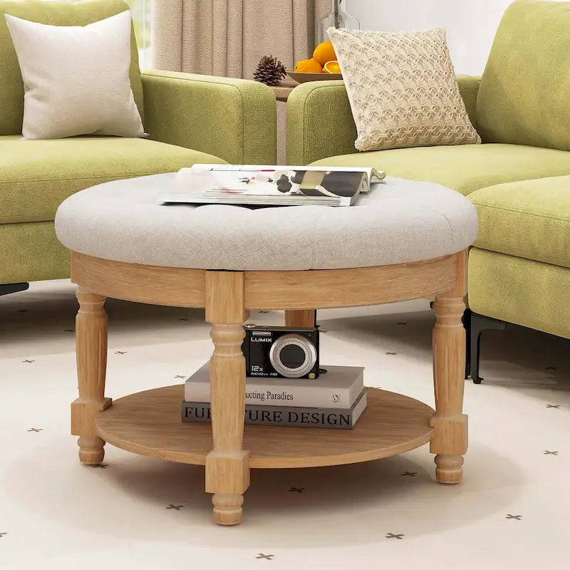 29 Grande pouf rotondo Tavolino da caffè con contenitore