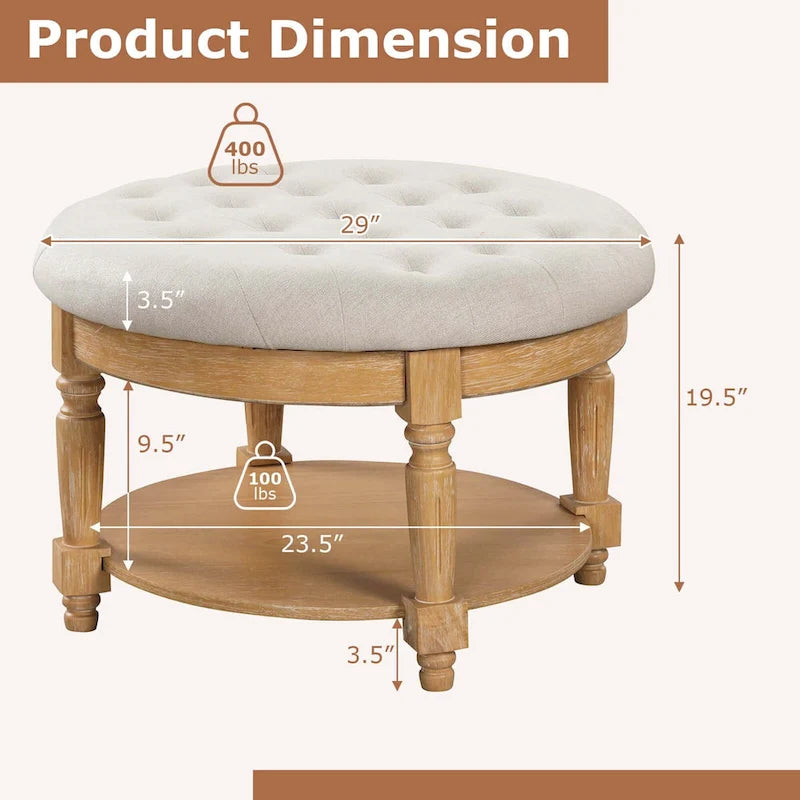 29 Grande pouf rotondo Tavolino da caffè con contenitore
