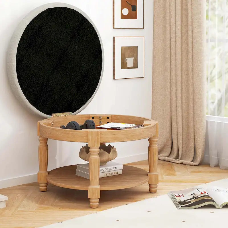 29 Grande pouf rotondo Tavolino da caffè con contenitore