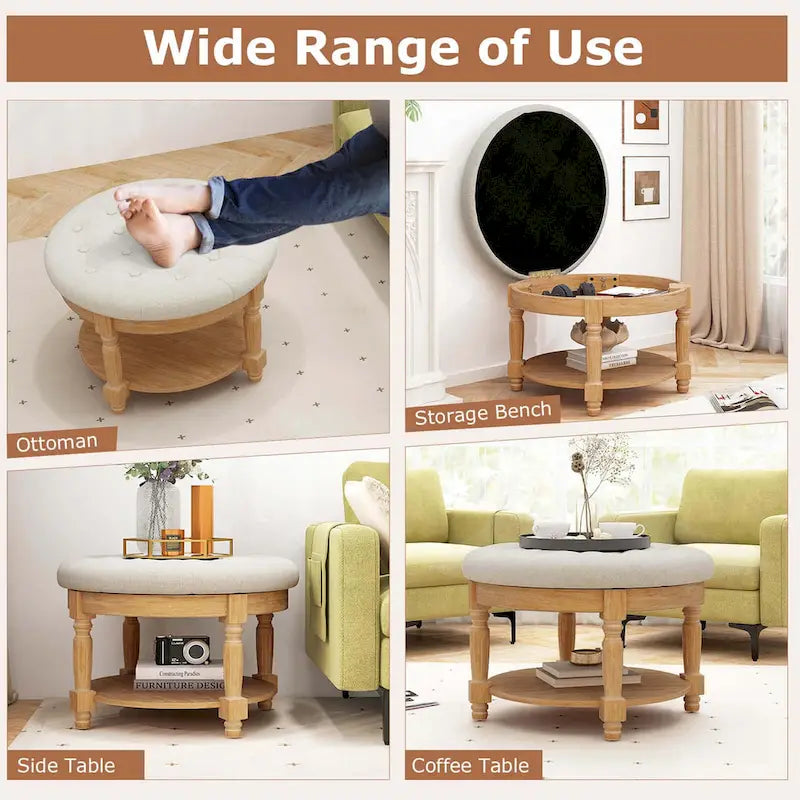 29 Grande pouf rotondo Tavolino da caffè con contenitore