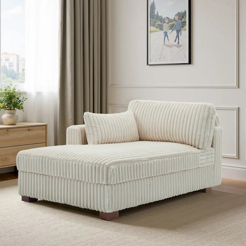 Chaise Longue da Interno Moderna in Velluto a Coste Morbido