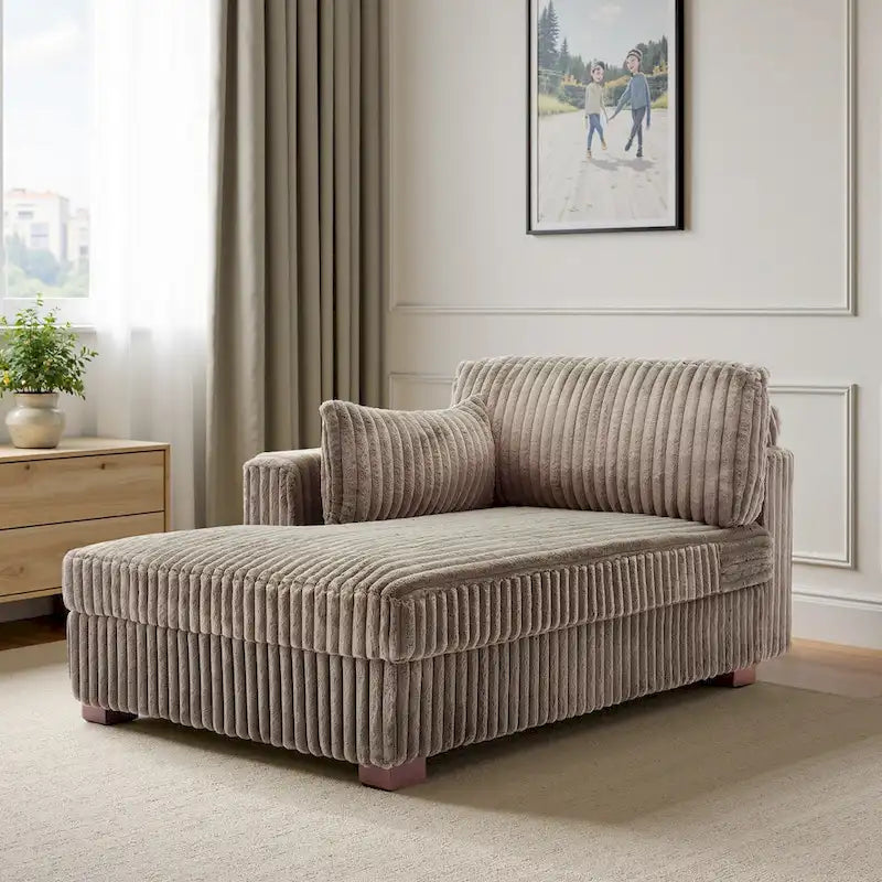 Chaise Longue da Interno Moderna in Velluto a Coste Morbido