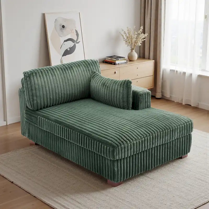 Chaise Longue da Interno Moderna in Velluto a Coste Morbido