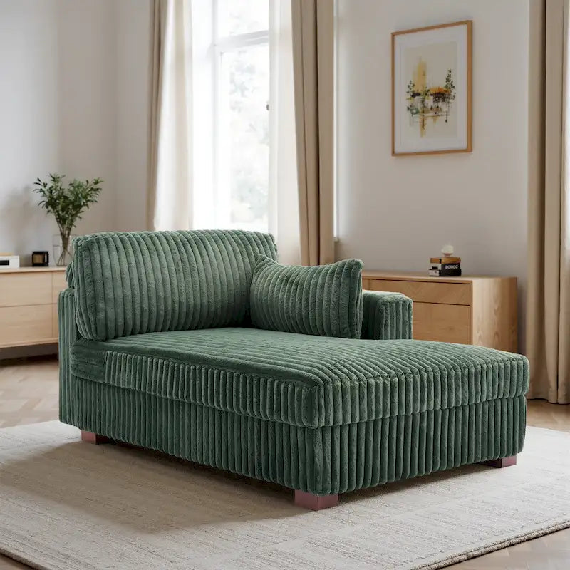 Chaise Longue da Interno Moderna in Velluto a Coste Morbido