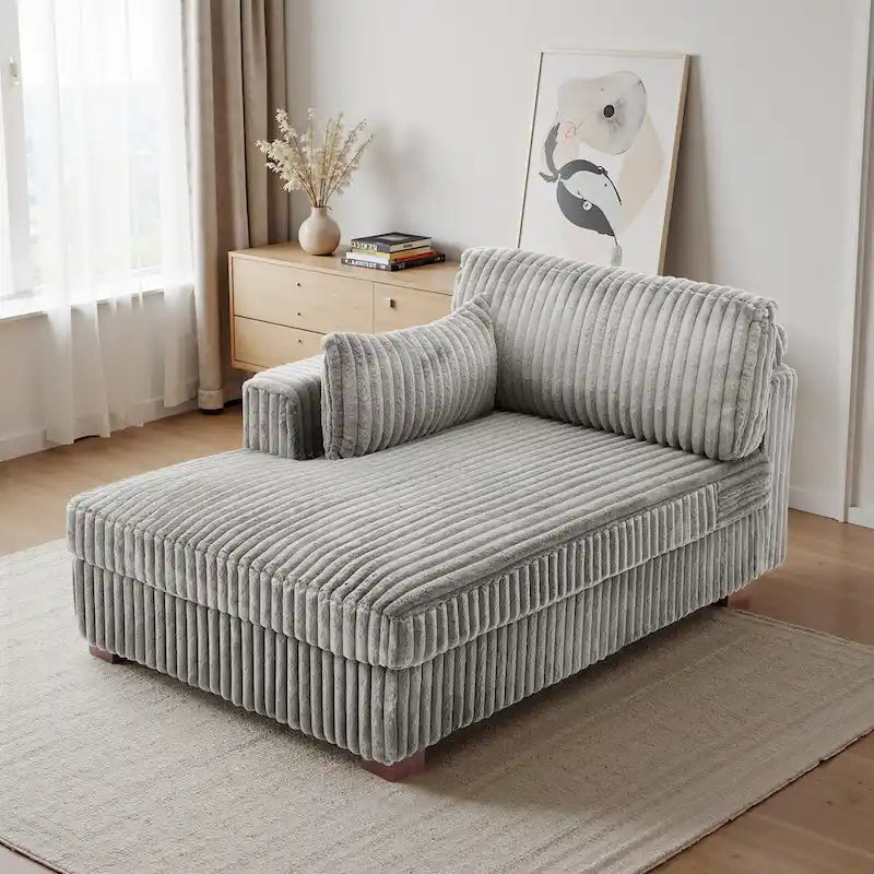 Chaise Longue da Interno Moderna in Velluto a Coste Morbido