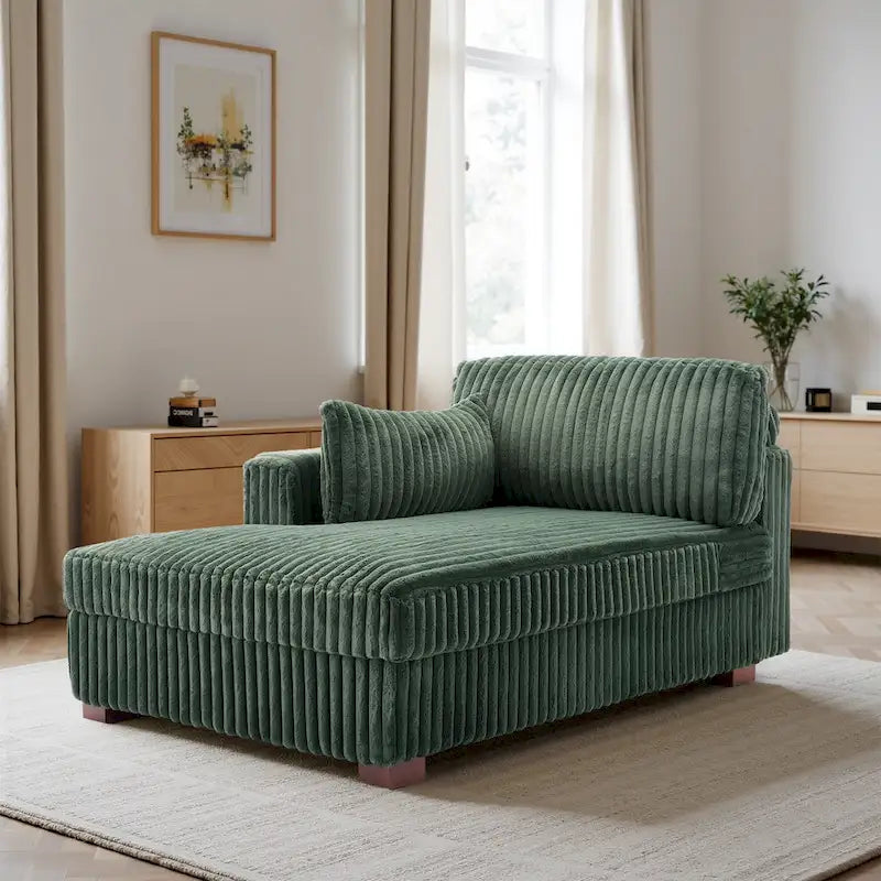 Chaise Longue da Interno Moderna in Velluto a Coste Morbido