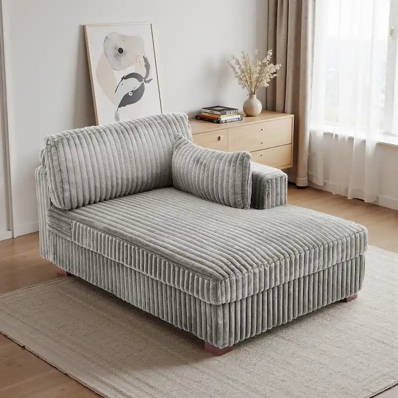 Chaise Longue da Interno Moderna in Velluto a Coste Morbido