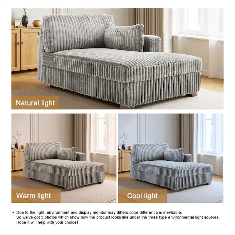 Chaise Longue da Interno Moderna in Velluto a Coste Morbido