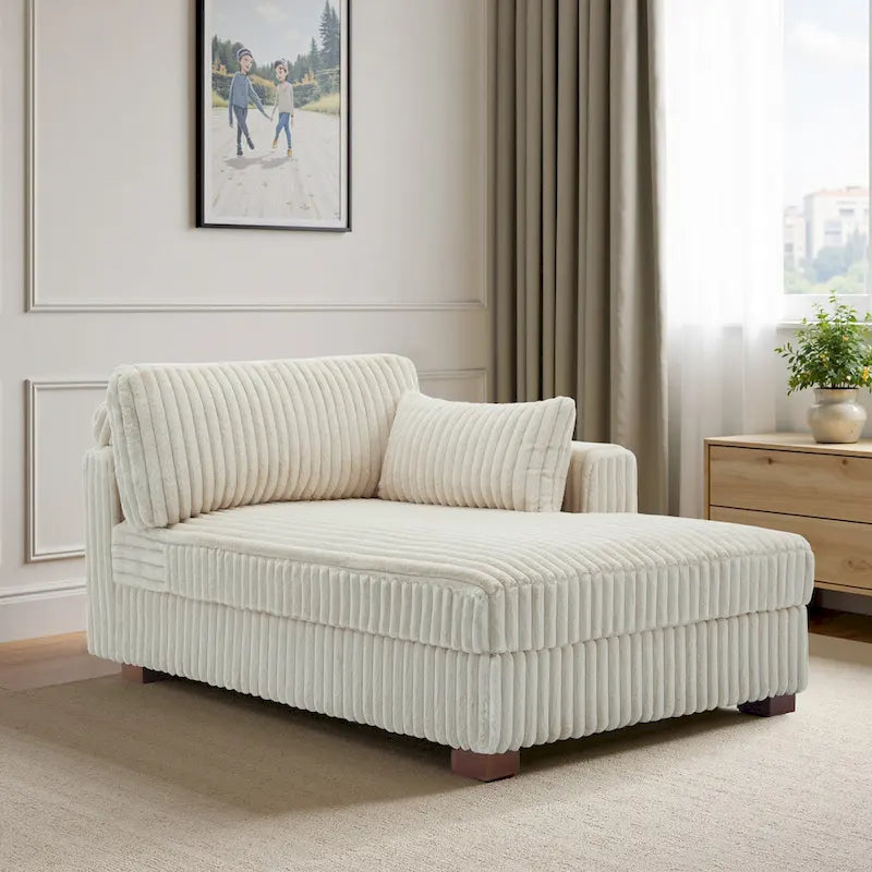 Chaise Longue da Interno Moderna in Velluto a Coste Morbido
