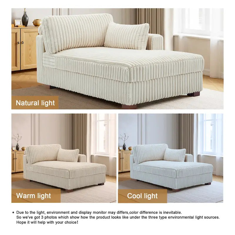 Chaise Longue da Interno Moderna in Velluto a Coste Morbido