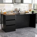 Isola da cucina con cassetti e vetrine, convertibile in scrivania