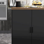 Isola da cucina con cassetti e vetrine, convertibile in scrivania