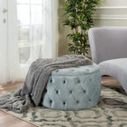 Pouf rotondo trapuntato in velluto Modern Glam