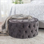 Pouf rotondo trapuntato in velluto Modern Glam