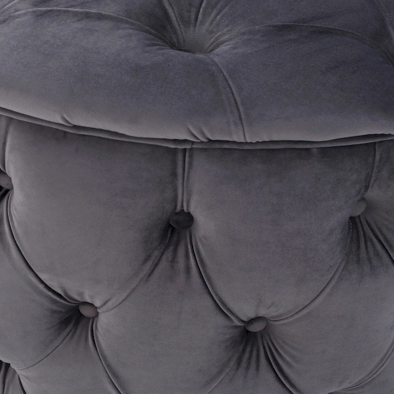 Pouf rotondo trapuntato in velluto Modern Glam