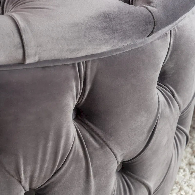Pouf rotondo trapuntato in velluto Modern Glam