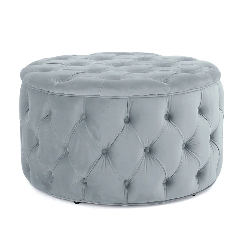 Pouf rotondo trapuntato in velluto Modern Glam