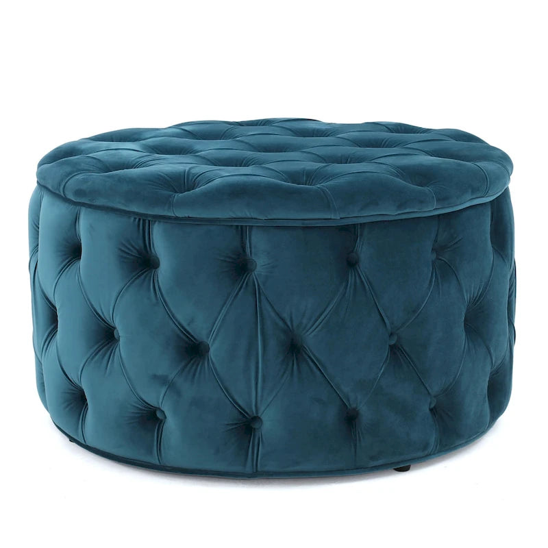 Pouf rotondo trapuntato in velluto Modern Glam