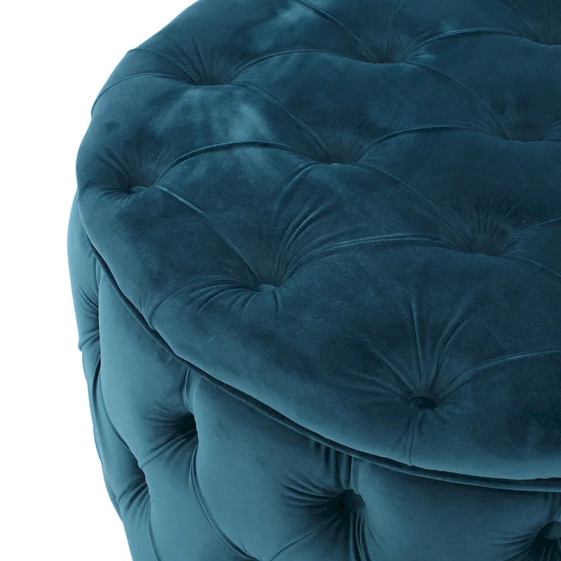 Pouf rotondo trapuntato in velluto Modern Glam